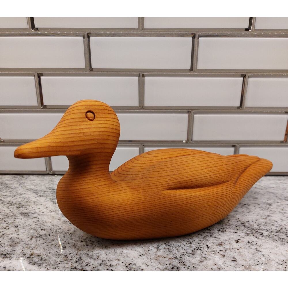 Hand Carved Solid Wood Duck - Vintage - Unfinished - 11"